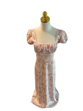 Vintage-Inspired Pink Floral Loveshack Fancy Inspired Maxi Dress